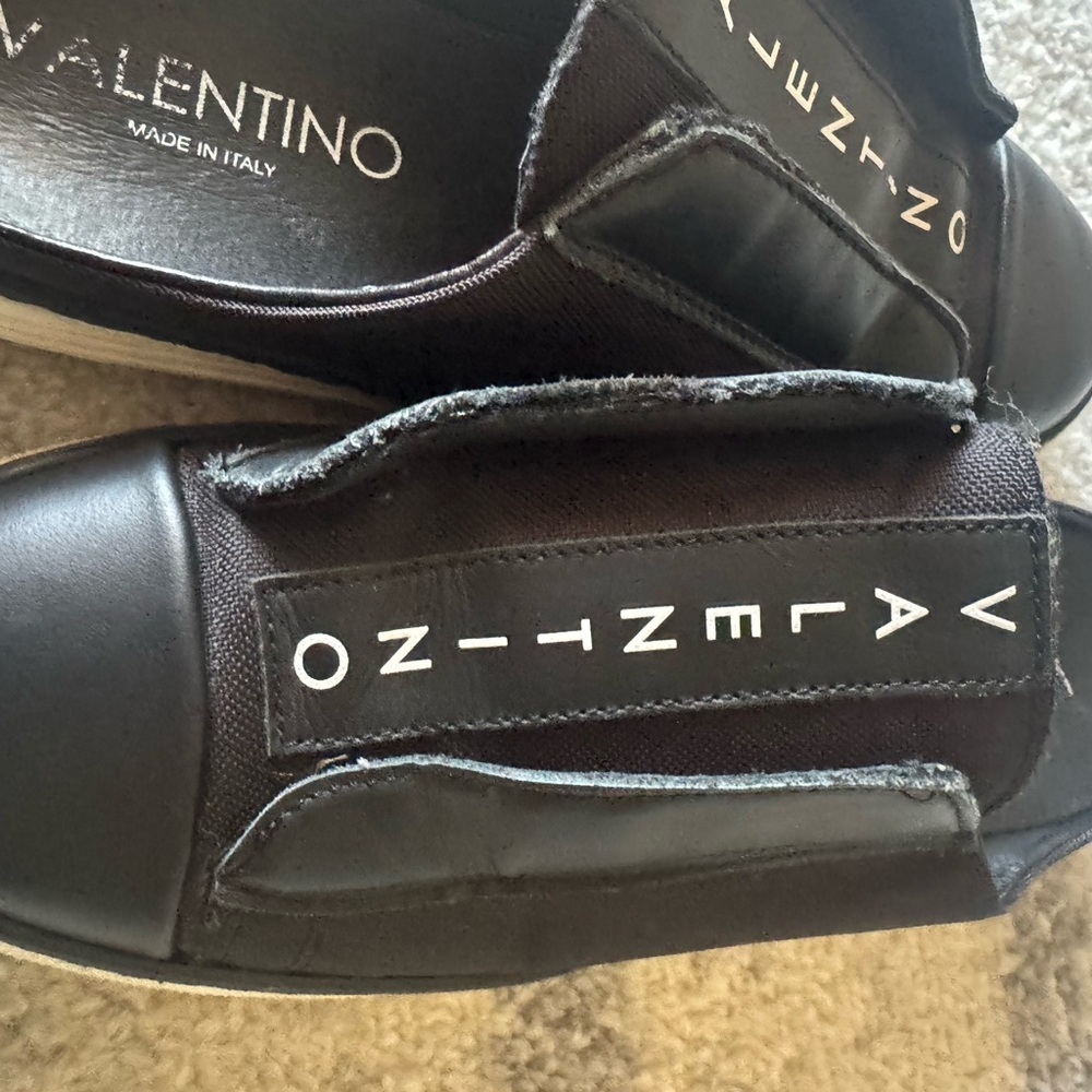 Valentino Black Leather Slip-On Shoes - Picture 12 of 13